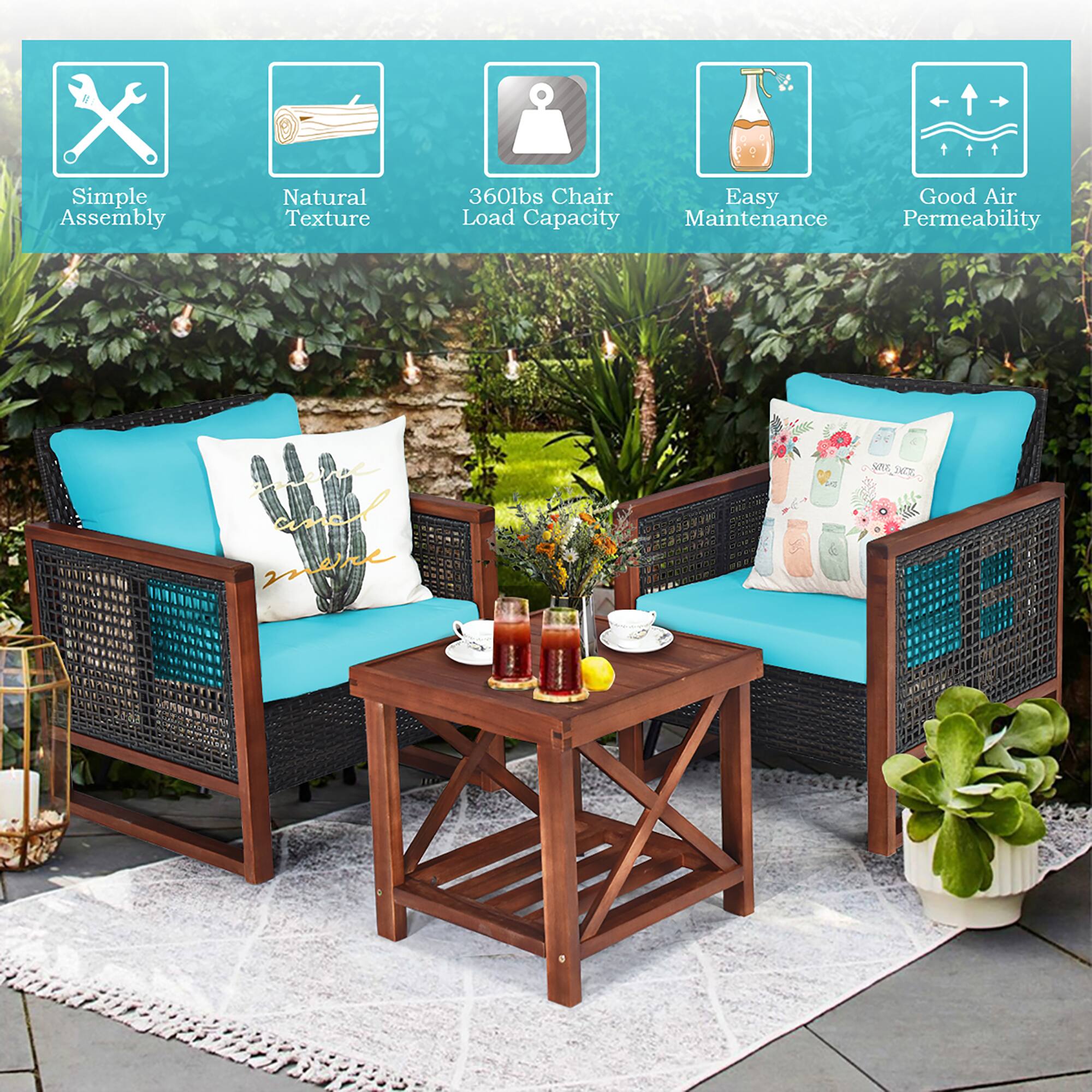 Simple Assembly  
Natural Texture  
360lbs Chair Load Capacity  
Easy Maintenance  
Good Air Permeability
