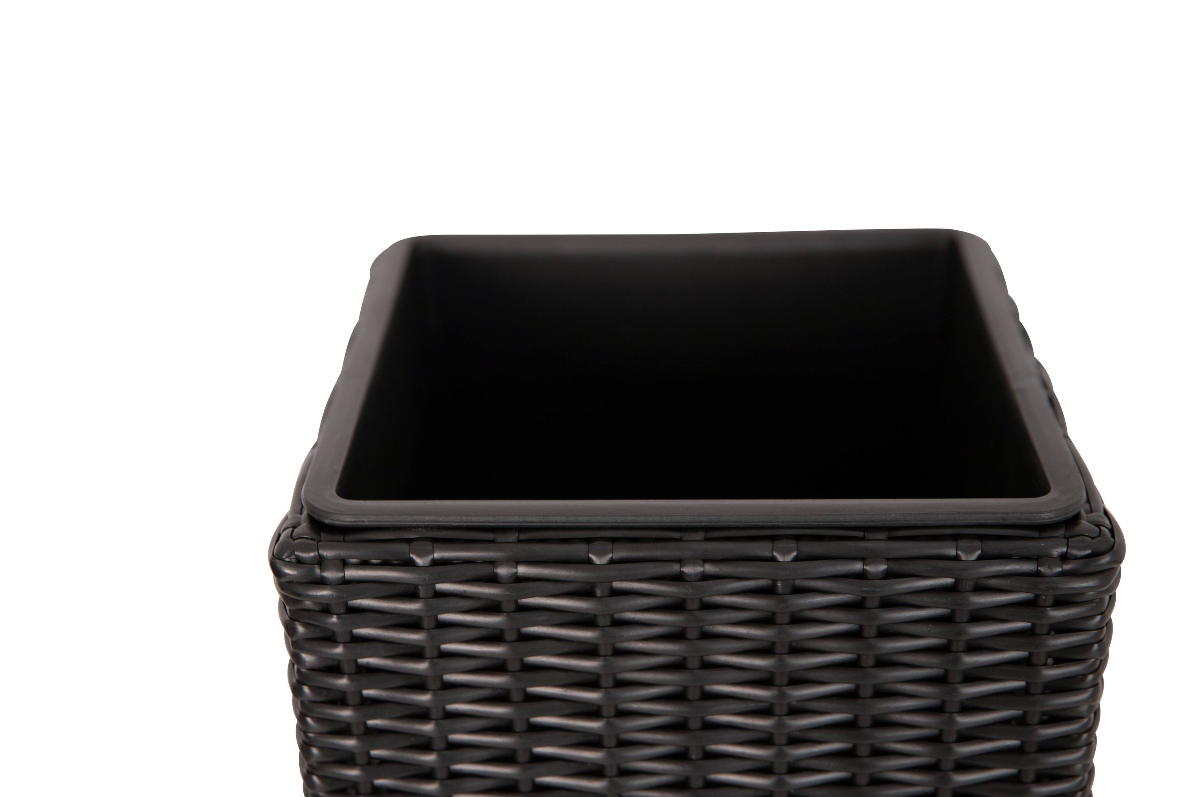 Alt View 3. Balkene Home - Tall Planter and Sierra Square Wicker Planter Set of 2 - Modern Outdoor Planters for Patio, Balcony, or Garden - Black.