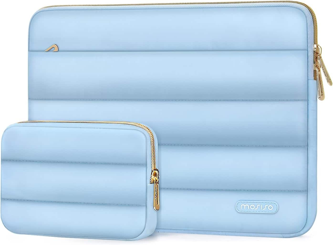 mosiso - Puffy Laptop Sleeve 13-13.3 inch for MacBook Air 13 13.6 M4 M3 M2 M1/Pro 13/Pro 14, HP Dell ASUS Lenovo - Air Blue