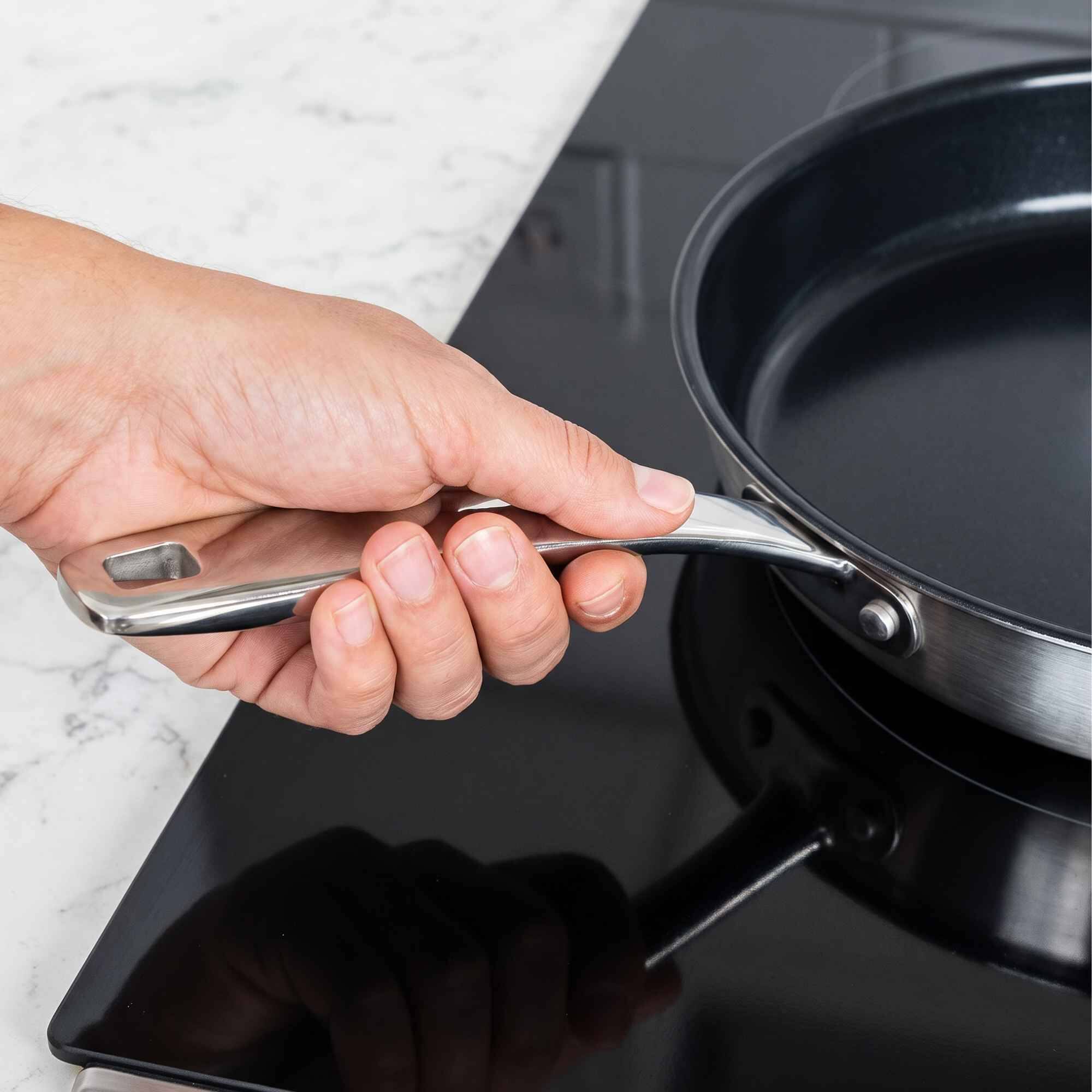 Alt View 1. Alva - Alva Maestro 3-Piece Nonstick Stainless Steel Frying Pan Set - Black.