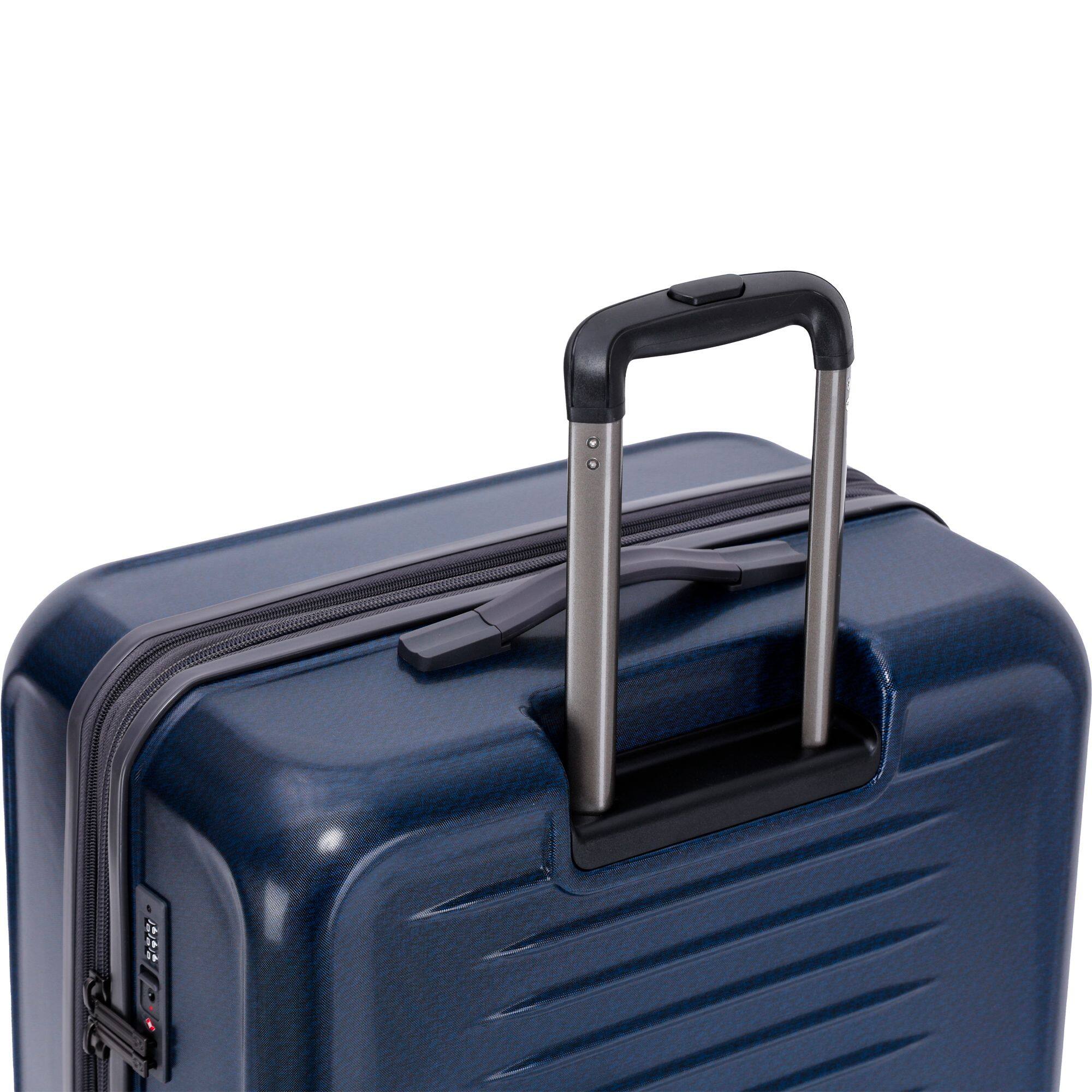 Alt View 1. Spyder - Spyder Rails 25 Inch Expandable Hardside Upright Suitcase with 360 Spinner Wheels, TSA Approved Lock - Carbon Blue.