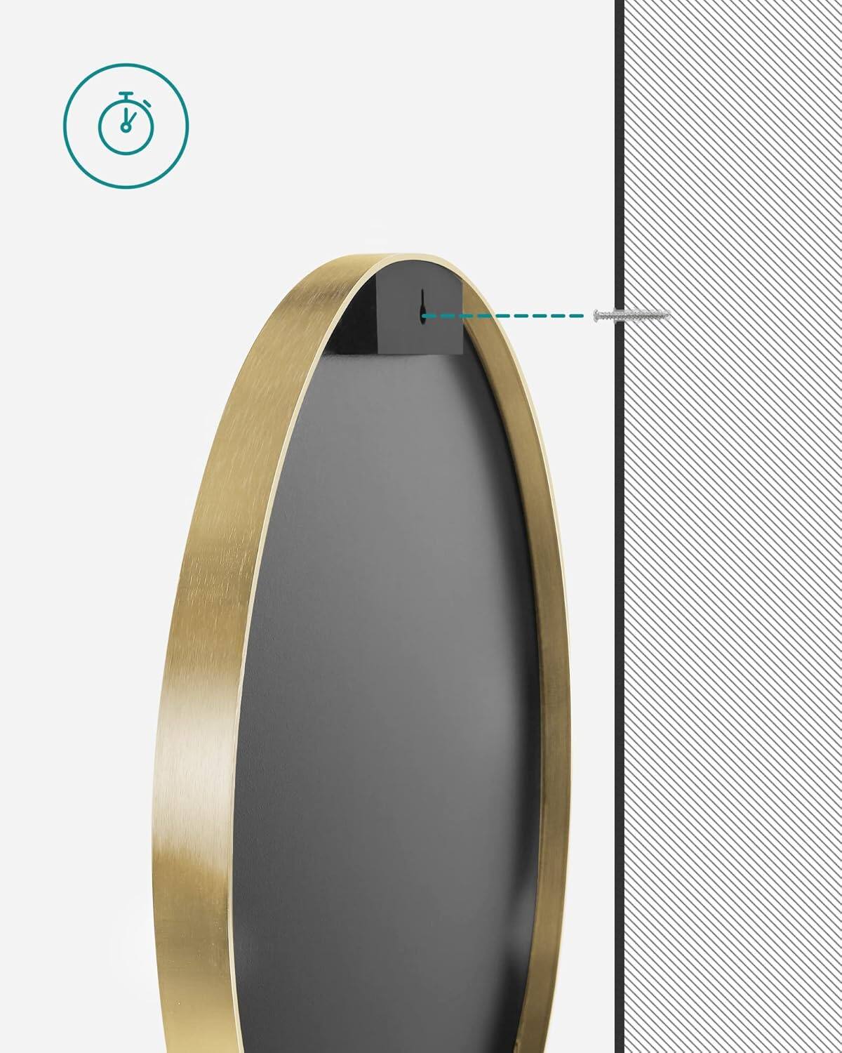 Alt View 4. Songmics Home - 24-Inch Round Wall Mirror – Elegant Gold Metal Frame for Bathroom/Living Room/Bedroom/Entryway - Gold.