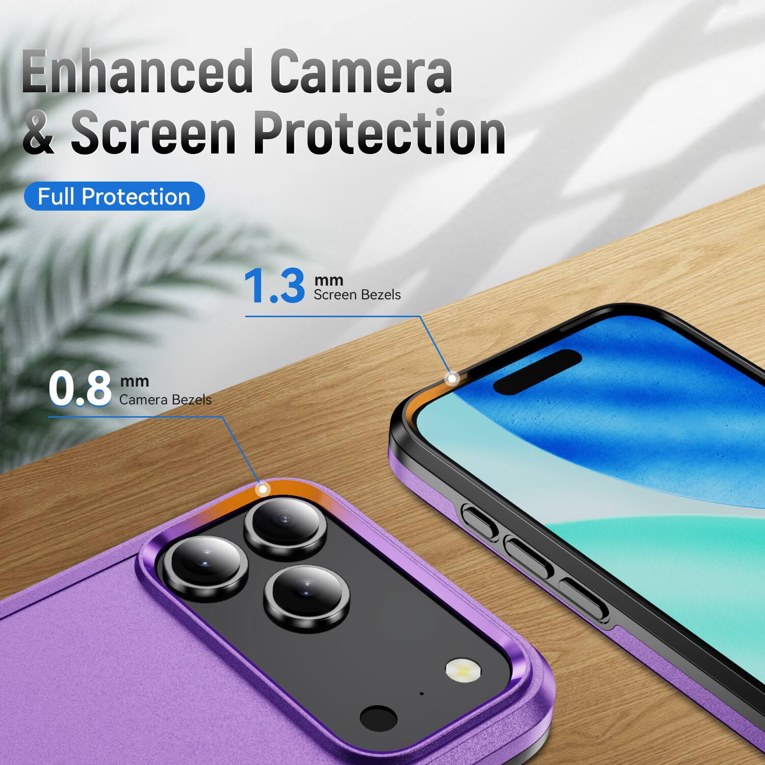 Enhanced Camera & Screen Protection  
Full Protection  
1.3 mm Screen Bezels  
0.8 mm Camera Bezels