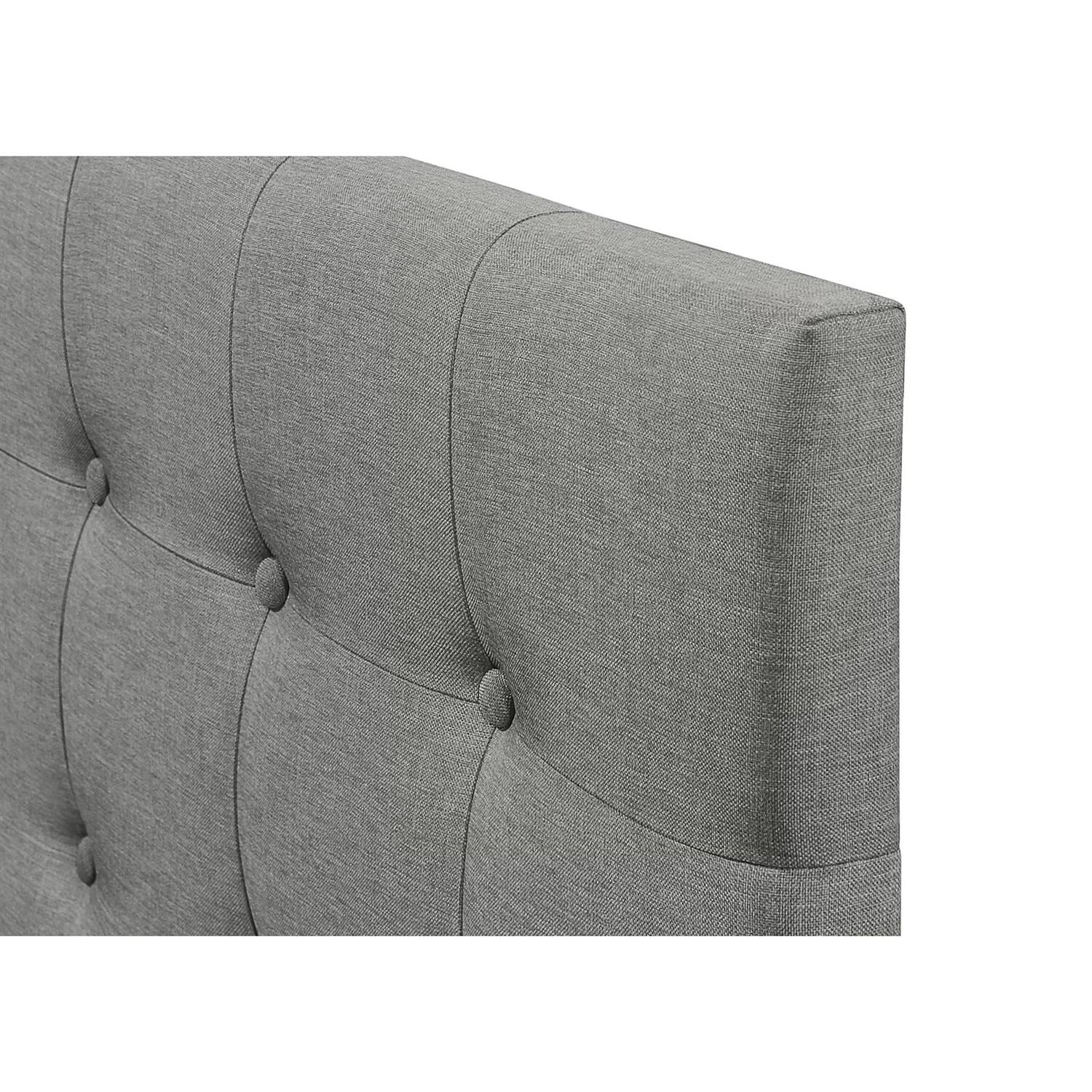 Left. Hivvago - Full size Contemporary Button-Tufted Headboard in Grey Upholstered Fabric - Gray.