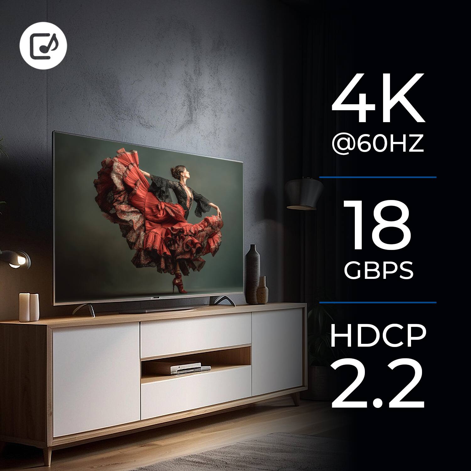 4K @60HZ  
18 GBPS  
HDCP 2.2