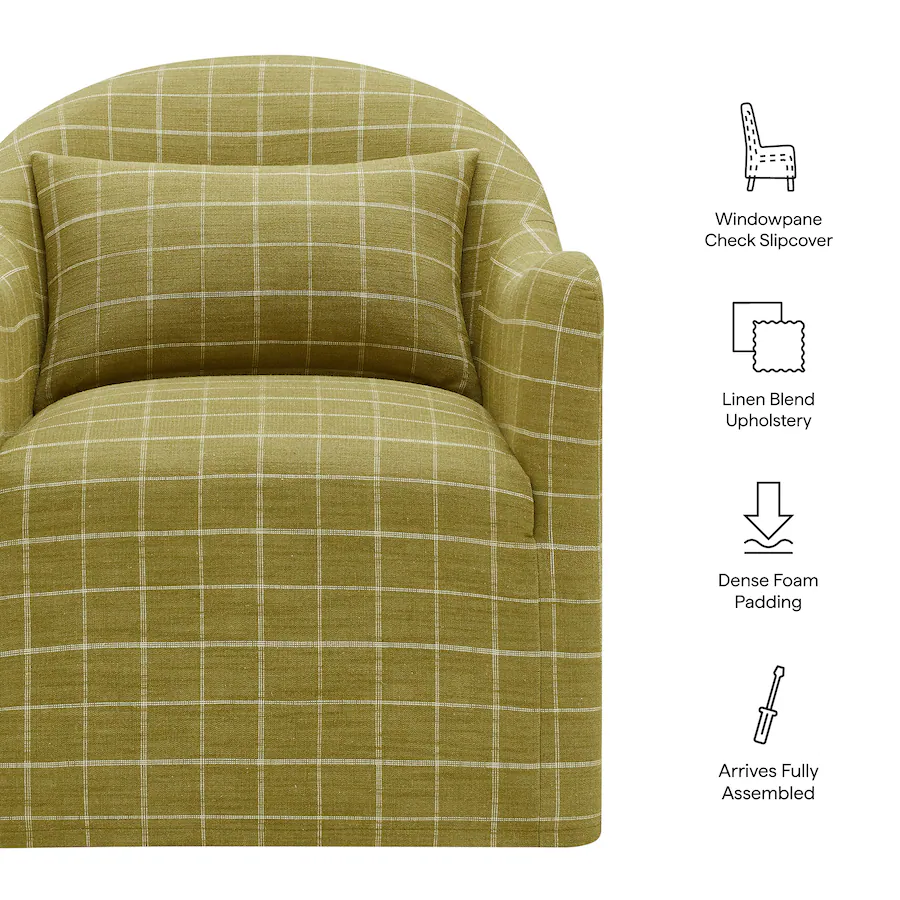 Good Reception Form Bardot Linen Blend Accent Chair by Modway Artichoke Windowpane Check ...
