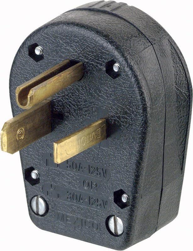 Leviton - Commercial Thermoplastic Ground/Straight Blade Plug 5-30P/5-50P 14-6 AWG 2 Pole 3 Wire - Black