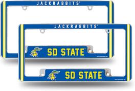 Rico Industries - South Dakota State NCAA Jackrabbits (Set of 2) Chrome Metal License Plate Frames with Bold Full Frame Design - Multi
