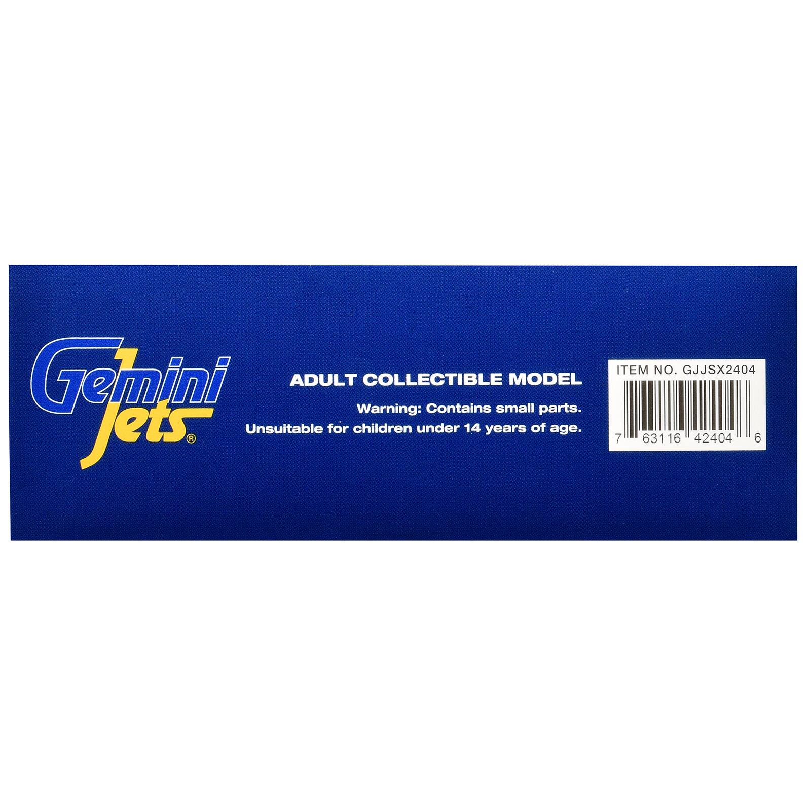 Gemini ADULT COLLECTIBLE MODEL Jets. Warning: Contains small parts. Unsuitable for children under 14 years of age. ITEM NO. GJJSX2404 7 63116 42404 6