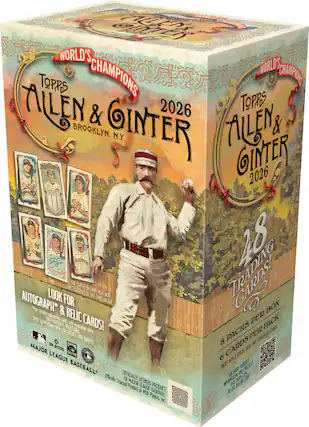 ALLEN & GINTER WORLD'S CHAMPIONS 2026
TOPPS
BROOKLYN, N.Y.
48 TRADING CARDS!
8 PACKS PER BOX
6 CARDS PER PACK
LOOK FOR AUTOGRAPH* & RELIC CARDS!
May contain redemption cards with expiration dates.
NO PURCHASE NECESSARY.
VISIT TOPPS.COM/NPN FOR DETAILS AND ENTRY.
OFFICIALLY LICENSED OF MAJOR LEAGUE BASEBALL
PRODUCT OF MLB PLAYERS, INC.
*Autographs may not be the ones shown.
