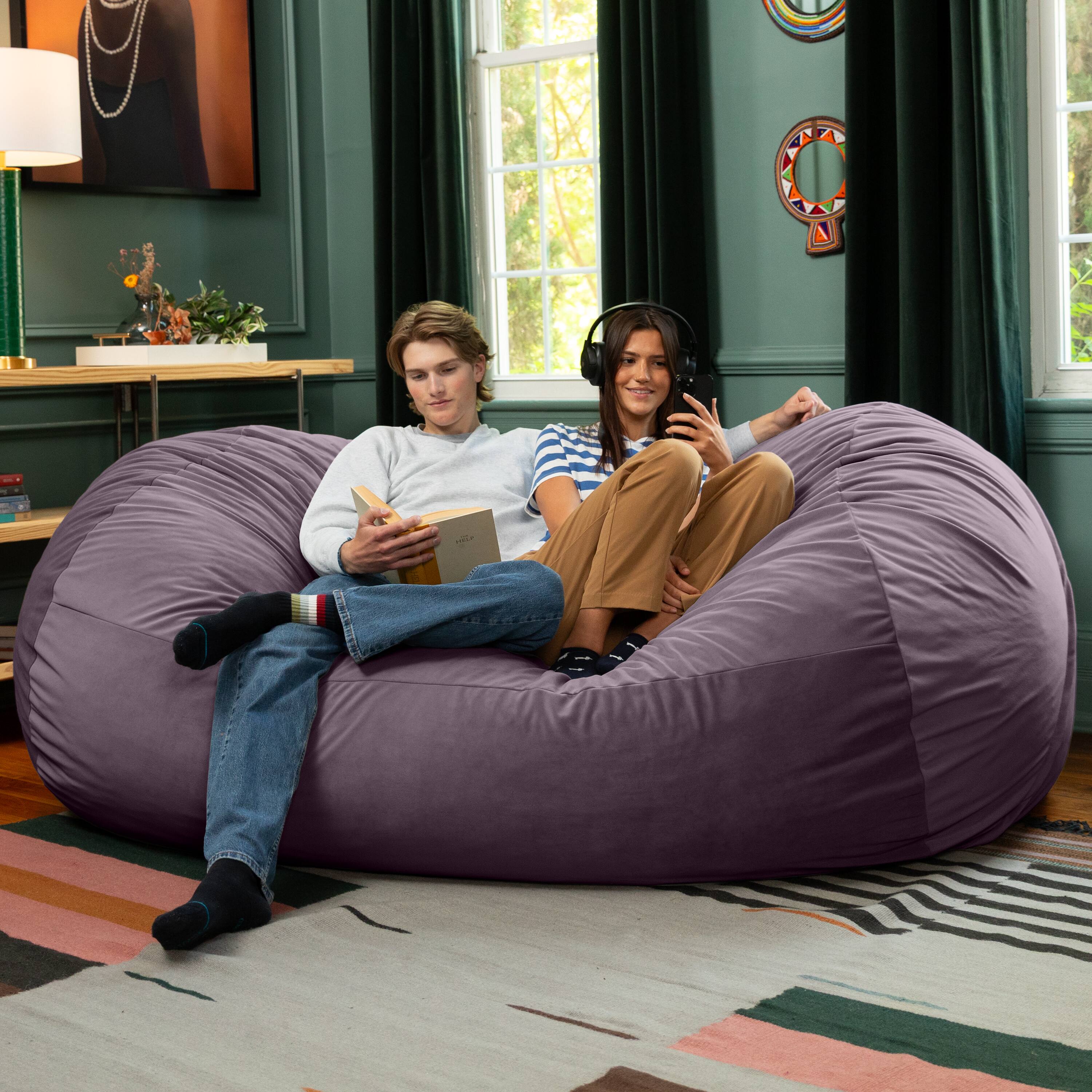 Alt View 1. Jaxx - Jaxx Grand Lounger 7 Foot Bean Bag Sofa -Lush Velvet Purple - Lush Velvet Purple.