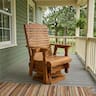 Fortune Candy - Wooden Swivel Glider Chair, 360° Patio Rocker, Solid Fir Wood, Smooth Glide for Porch Yard Garden( - Teak Tone