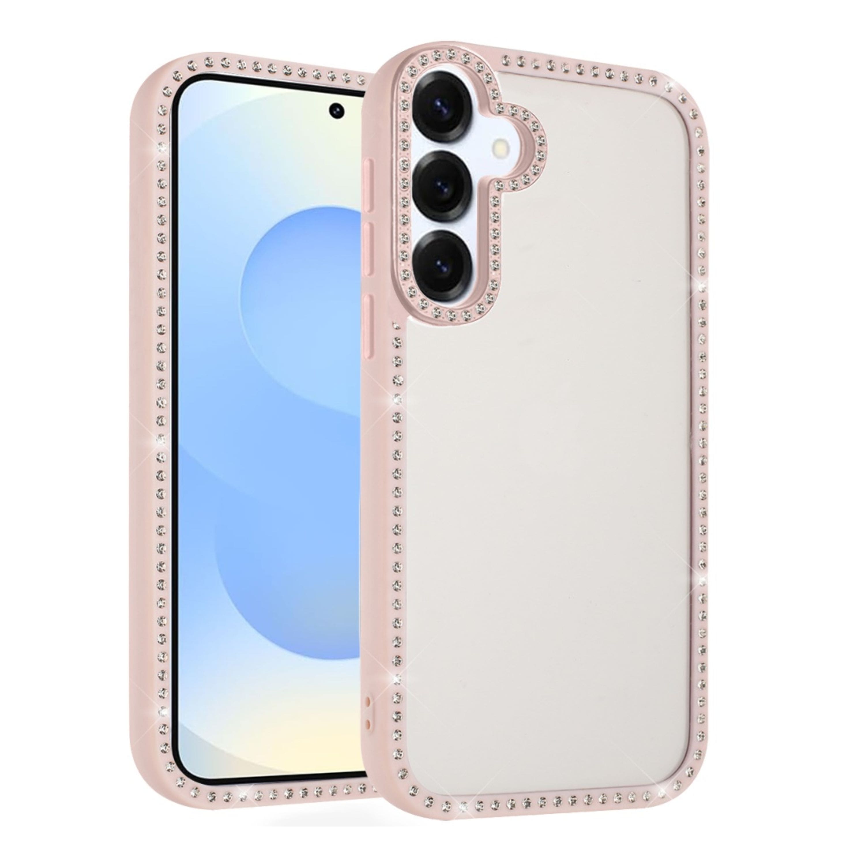 Kitcheniva - Bling Front And Back Border Trim Phone Case With Tempered Glass For Samsung Galaxy S25/S24 - Light Pink price history on PriceWatchPro