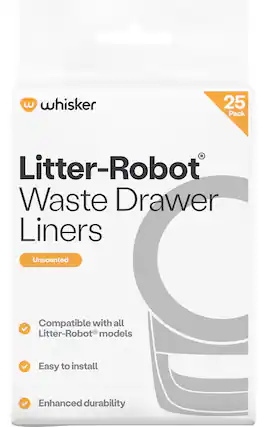 Whisker
25 Pack
Litter-Robot Waste Drawer Liners
Unscented
Compatible with all Litter-Robot® models
Easy to install
Enhanced durability