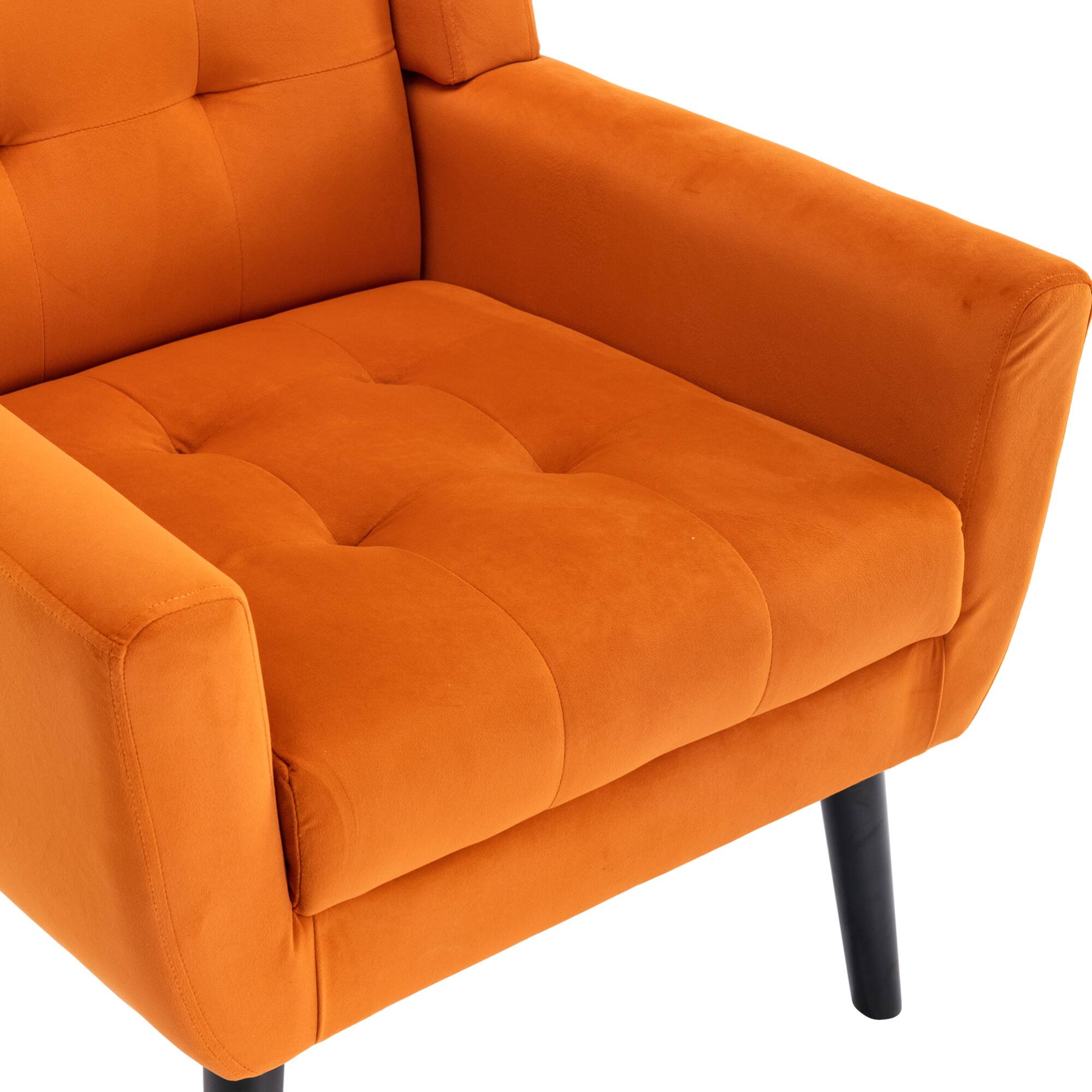 Alt View 1. GOODSILO - Luxury Velvet Upholstered Accent Chair with Ergonomic Design for Living Room and Bedroom Comfort - Orange.