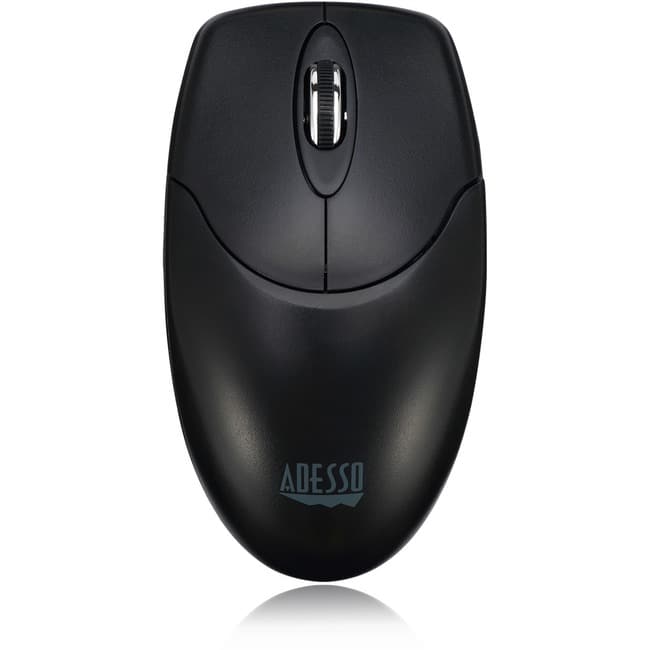 Adesso - Antimicrobial Wireless Desktop Mouse - Optical - Wireless - 30 ft - Radio Frequency - 2.40 GHz - USB Type - Wireless - Black
