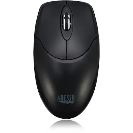 Front. Adesso - Adesso Antimicrobial Wireless Desktop Mouse - Optical - Wireless - 30 ft - Radio Frequency - 2.40 GHz - Black - USB Type - Black.