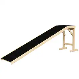 Pawhut - Ramp for Bed, Pet Ramp for Dogs with Non-Slip Carpet and Top Platform - Natural Wood