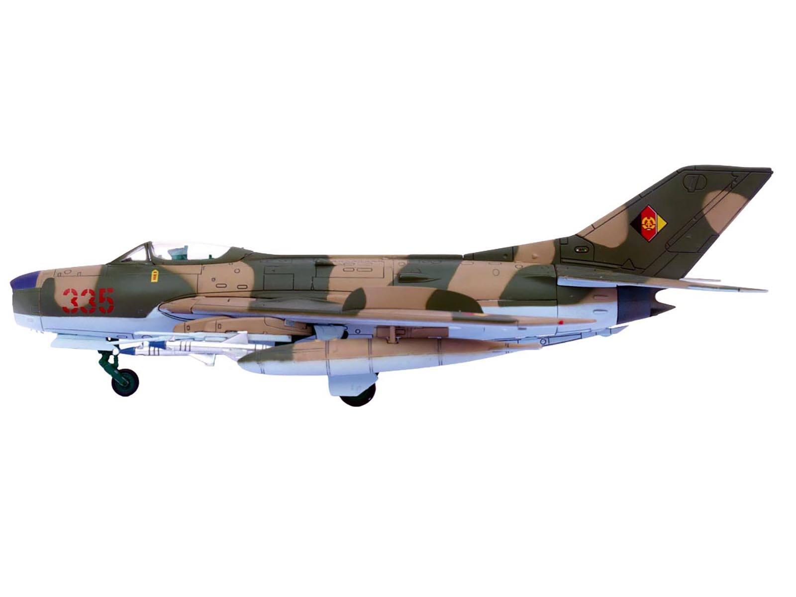 Angle. Panzerkampf - Mikoyan-Gurevich MiG-19PM Farmer-E Fighter Aircraft "Red 335" East German Air Force 1/72 Diecast Model by Panzerkampf - Multicolor.
