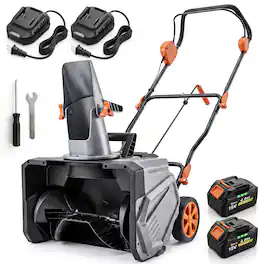 Outsunny - 18" Cordless Snow Blower with PU Auger, 1400W Brushless Motor, 12" Depth - Gray