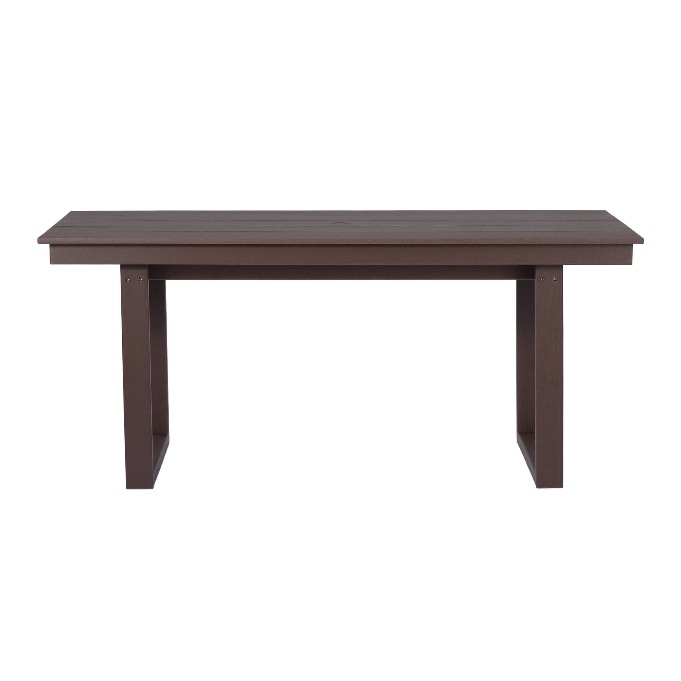 Left. WestinTrends - WestinTrends Paloma 7-Piece Modern HDPE Outdoor Patio Dining Table Set With Umbrella Hole - Dark Brown.