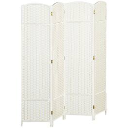 Homcom - Room Divider, Folding Privacy Screen, Tall Freestanding Wall Partition for Home Office and Bedroom - White