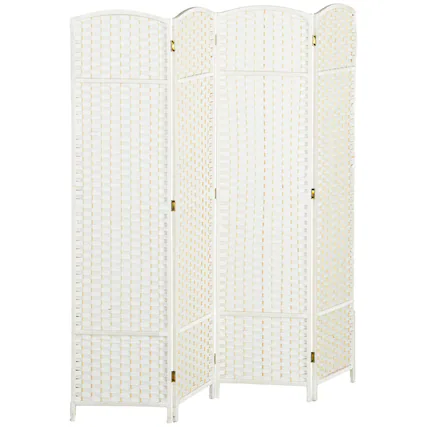 Front. Homcom - Room Divider, Folding Privacy Screen, Tall Freestanding Wall Partition for Home Office and Bedroom - White.