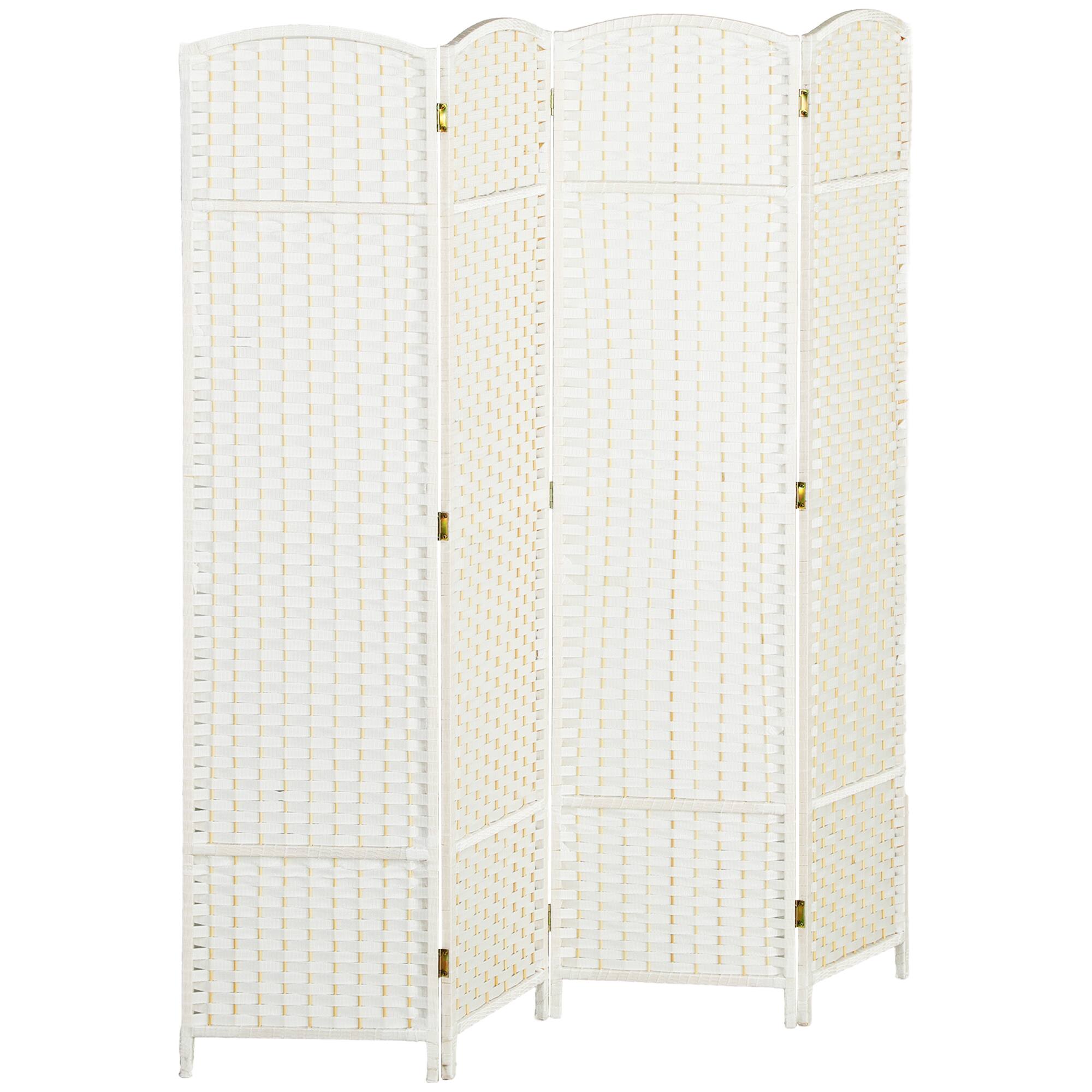 Front. Homcom - Room Divider, Folding Privacy Screen, Tall Freestanding Wall Partition for Home Office and Bedroom - White.
