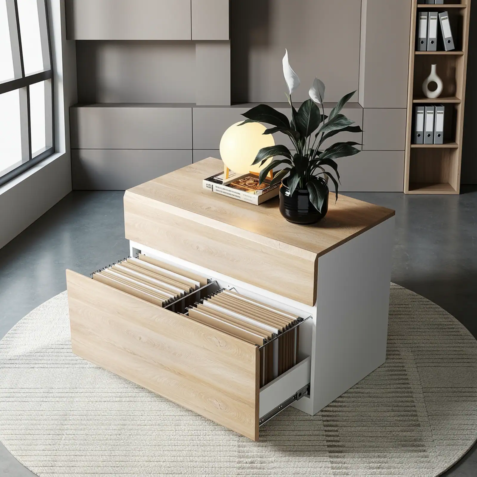 Front. ModernMate - 31"W*23"H 2 Drawer Wood Lateral File Cabinet with Anti-tilt Mechanism.