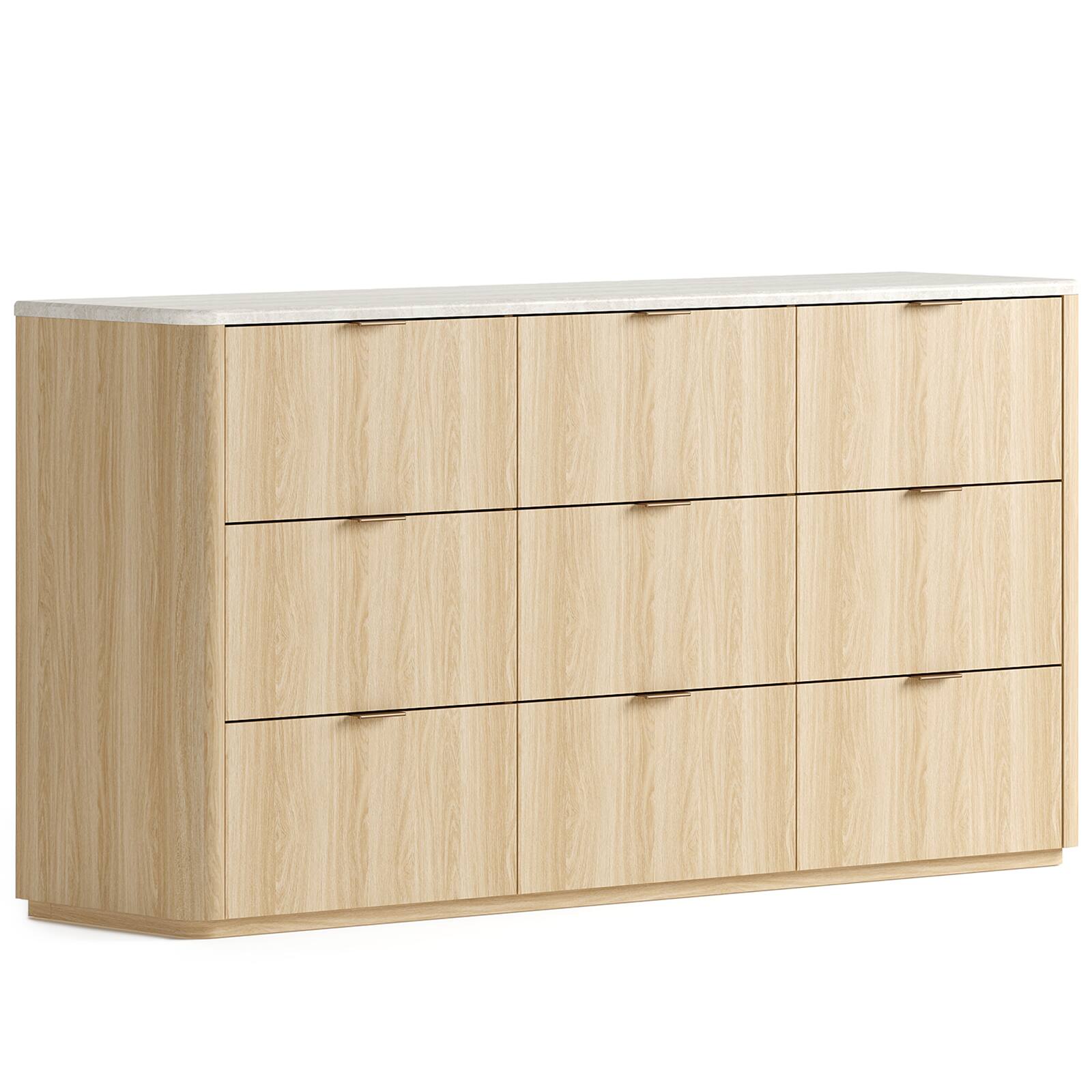 Alt View 6. ModernMate - 63" Modern 9 Drawers Dresser Faux Travertine Dresser Chest for Bedroom Living Room - Natural Oak.