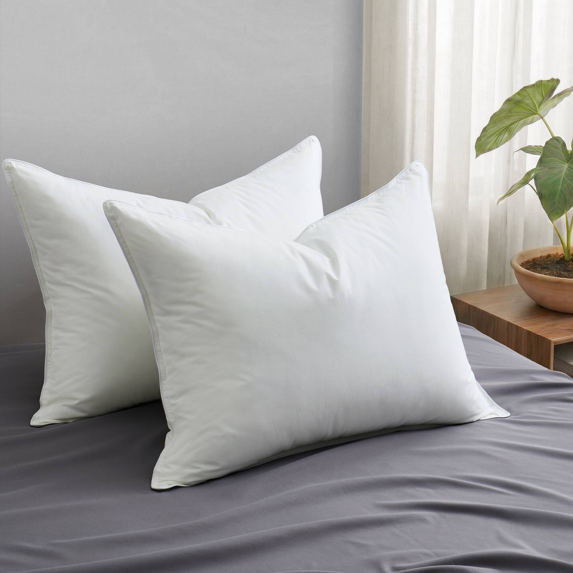 Angle. Peace Nest - Peace Nest Down Alternative Bed Pillows with 100% Breathable Cotton Cover, Queen - White.