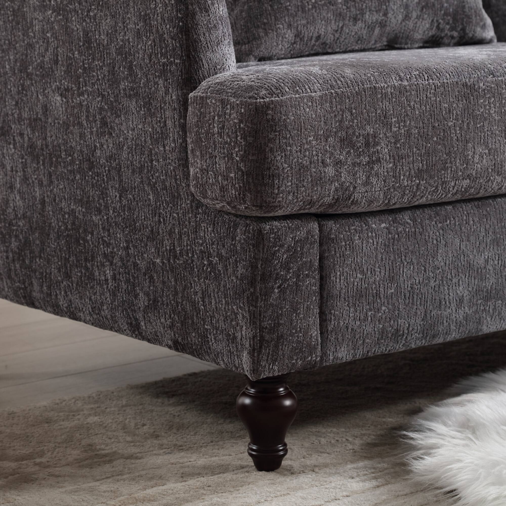 Alt View 6. GOODSILO - Modern Upholstered Loveseat Sofa with Chenille Fabric and Solid Wood Frame for Living Room and Bedroom - Gray.