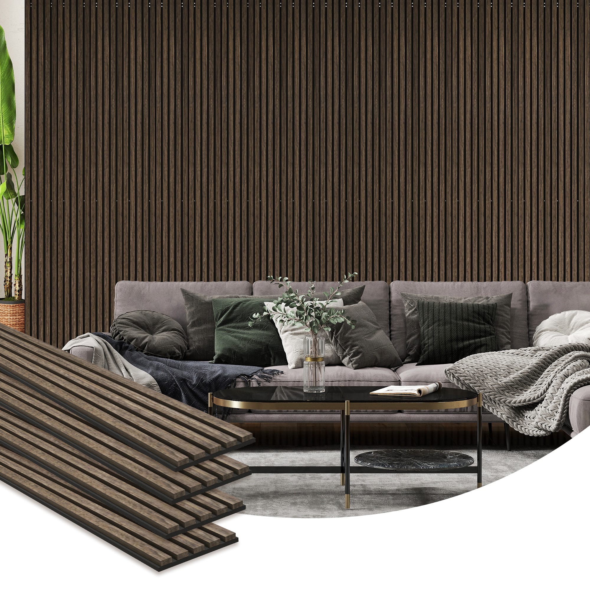 "Homcom - x 8"" Wood Panels for Wall, 4 Pack Acoustic Panels, Sound Absorbing Slat Wall For Interior Wall Decor - Walnut" price history on PriceWatchPro