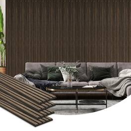 Homcom - x 8" Wood Panels for Wall, 4 Pack Acoustic Panels, Sound Absorbing Slat Wall For Interior Wall Decor - Walnut