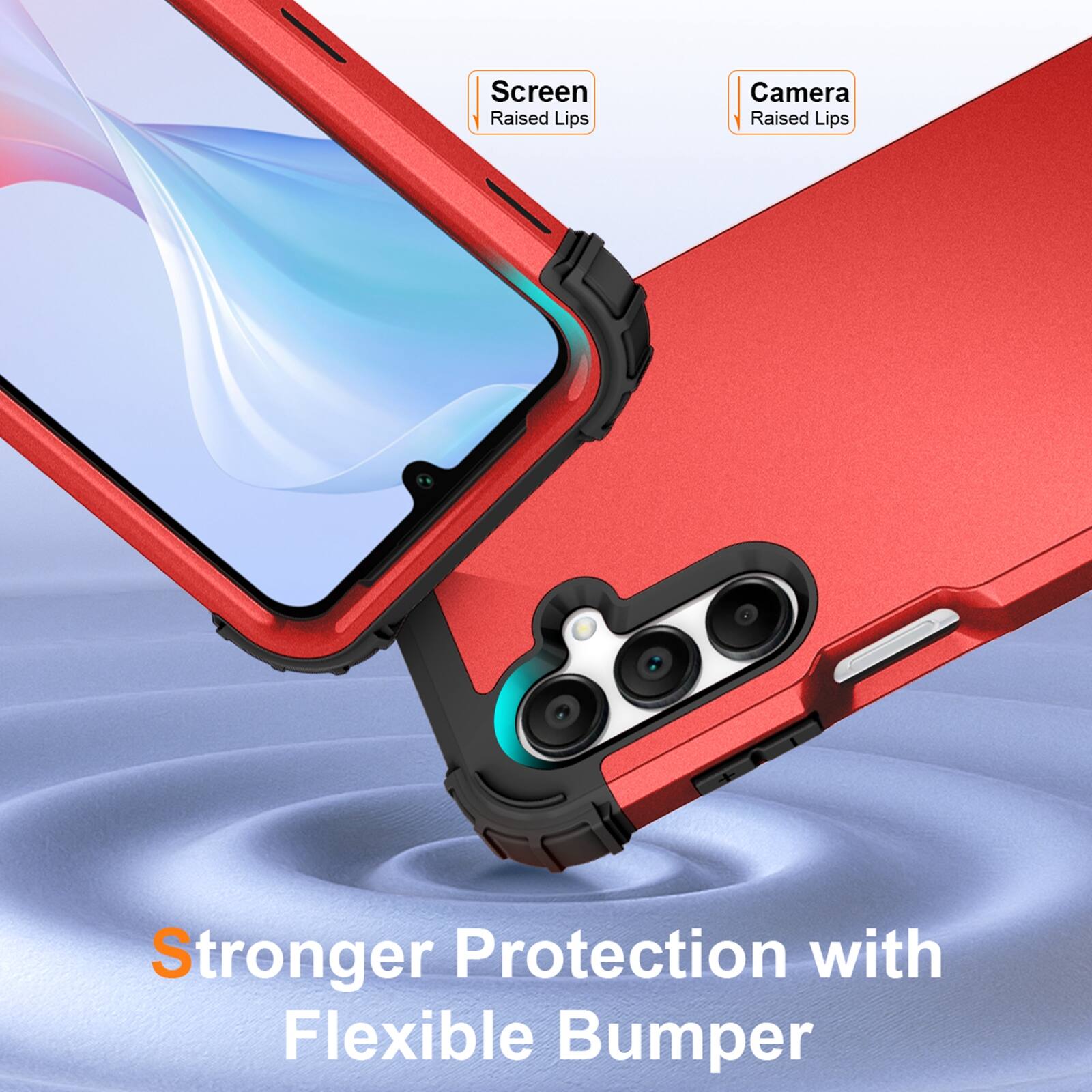 Screen Raised Lips  
Camera Raised Lips  
Stronger Protection with Flexible Bumper