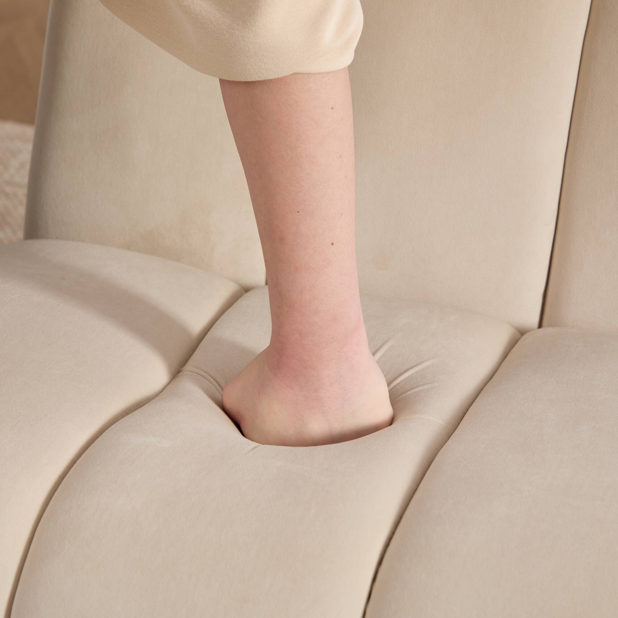 Alt View 8. GOODSILO - Modern Upholstered Armless Accent Chair with Solid Wood Legs for Living Room, Bedroom, and Office - Beige.