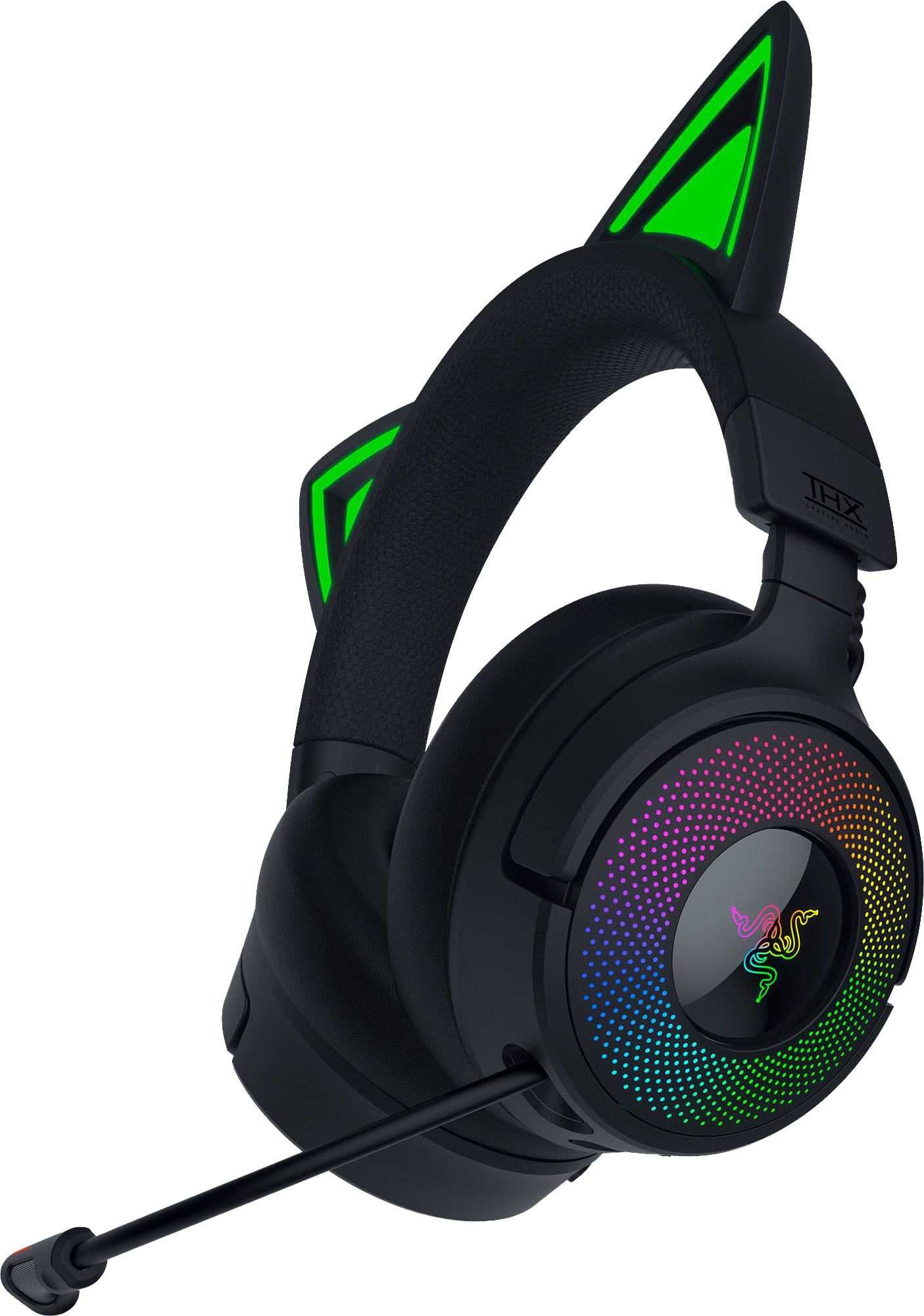Razer - Kraken Kitty V3 Pro Wireless Over-the-Ear Gaming Headset for PC, Mac, PlayStation, Nintendo Switch, Steam Deck - Black - Front_Zoom