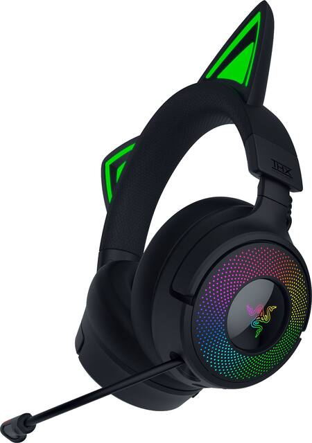Razer - Kraken Kitty V3 Pro Bluetooth Wireless Over-the-Ear Gaming Headset for PC, Mac, PlayStation, Nintendo Switch, Steam Deck - Black