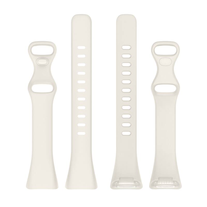 Left. StrapsCo - Slim Active Band Silicone Rubber Watch Strap For Fitbit Charge 6 - Dutch White.