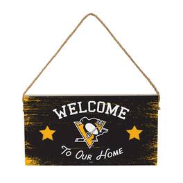 Evergreen Enterprises - Pittsburgh Penguins 6" x 11" Welcome Home Wood Wall Sign with Rope Hanger - Multicolor