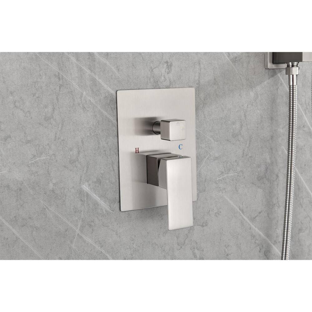 Alt View 5. JUJABU - 12" Rain Shower Head Systems Wall Mounted Shower Brushed Nickel - Brushed Nickel.