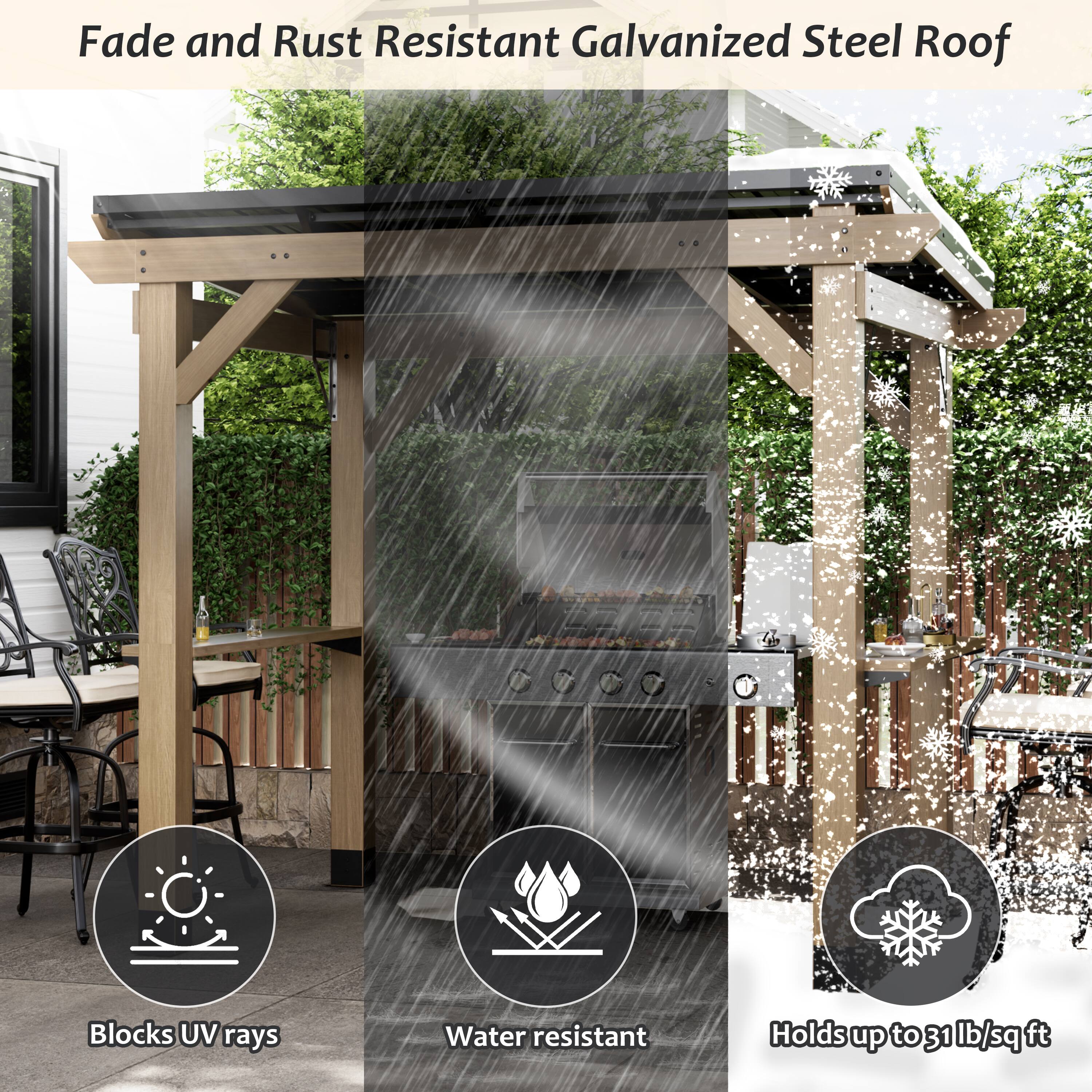 Fade and Rust Resistant Galvanized Steel Roof

- Blocks UV rays
- Water resistant
- Holds up to 31 lb/sq ft