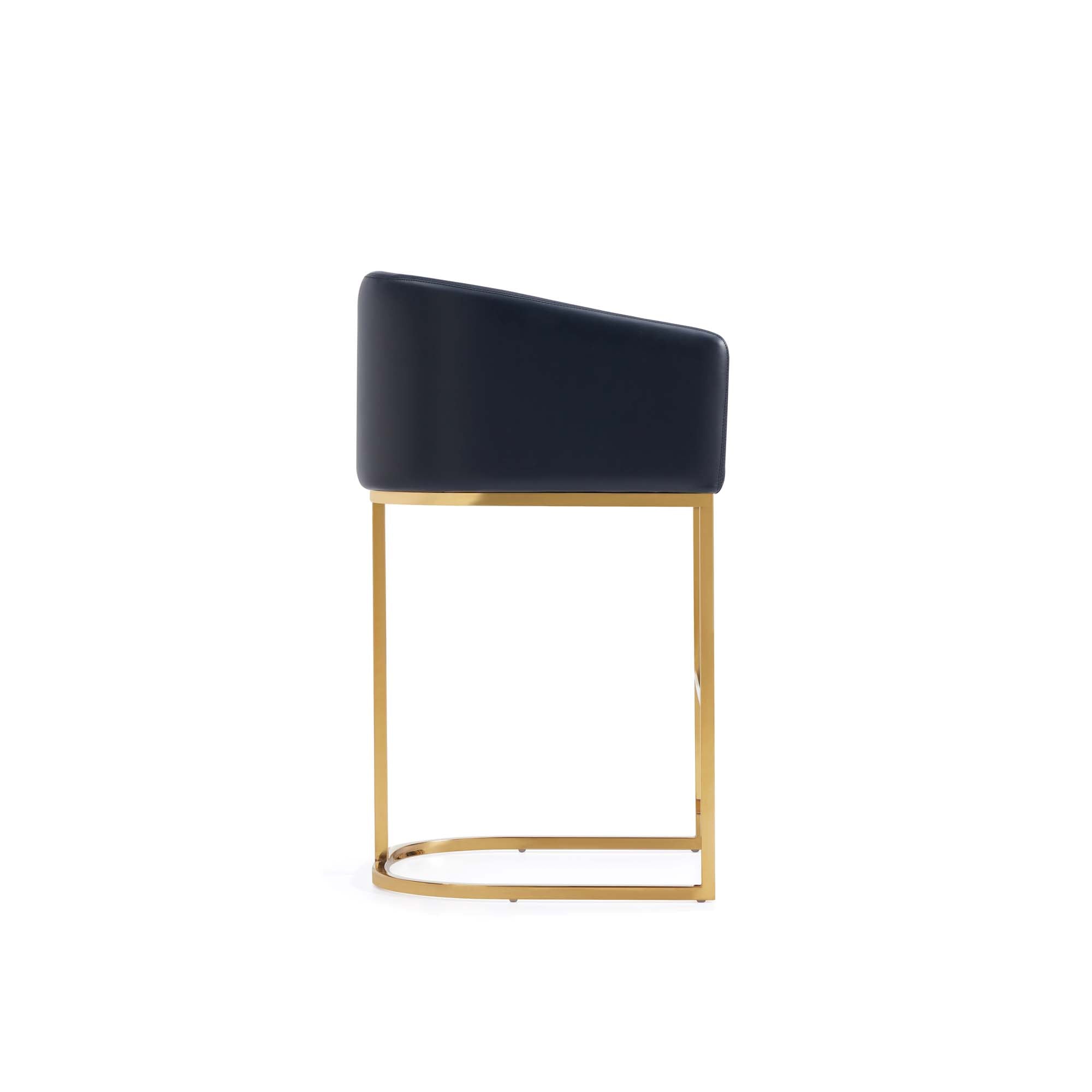 Alt View 2. Manhattan Comfort - Louvre Mid-Century Modern Metal Upholstered Counter Stool - Set of 2 - Black.