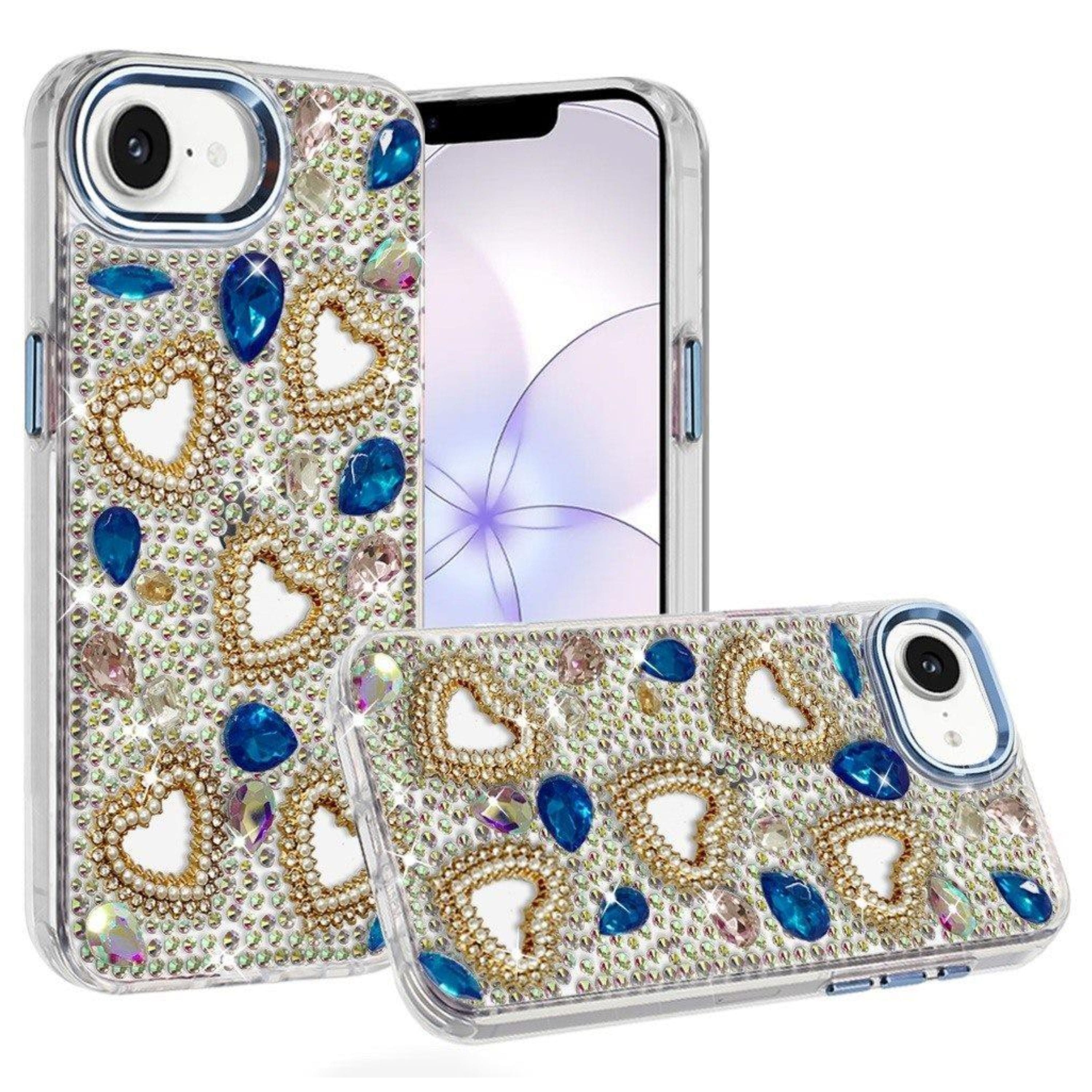 Kitcheniva - Full Bling Hearts 3D Jewel Ornaments Plus Tempered Glass For Samsung A27 5G - Blue price history on PriceWatchPro
