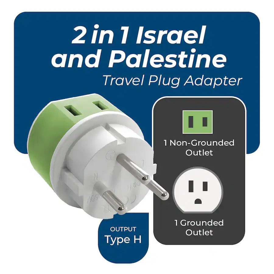 Israeli Plug Adapter Orei Israel & Palestine Plug Adapter (Type H) – 2 USA Inputs – 3 Pack ...