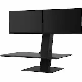 Humanscale - QuickStand Eco, Dual Monitor, Black - 35 lb Capacity - Height Adjustable - 30" Table Top Width x 19.02" Table - Unknown