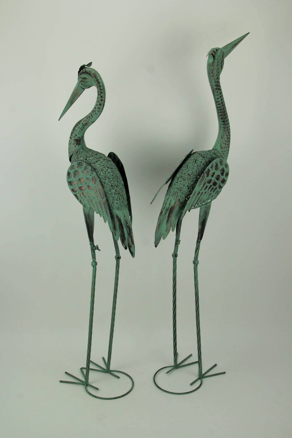 Alt View 2. The Gerson Companies - Verdigris Patina Metal Heron Birds Coastal Decor Statue Set of 2 - Green.