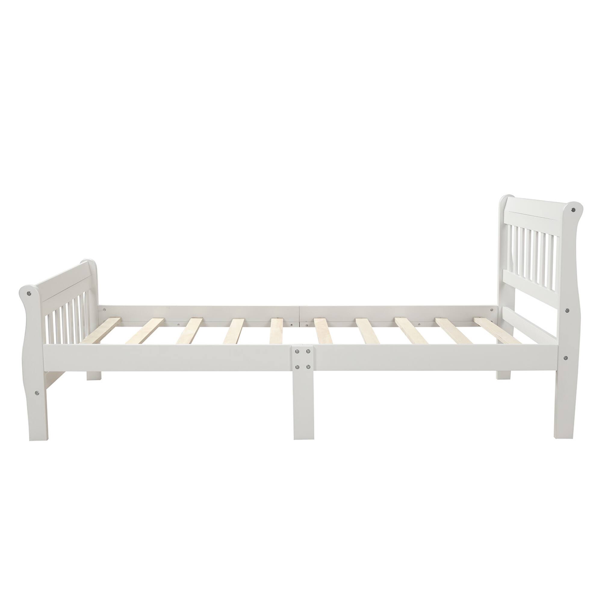 Alt View 4. GOODSILO - Modern Solid Wood Twin Platform Bed Frame with Integrated Headboard and Footboard for Minimalist Bedroom Decor - White.