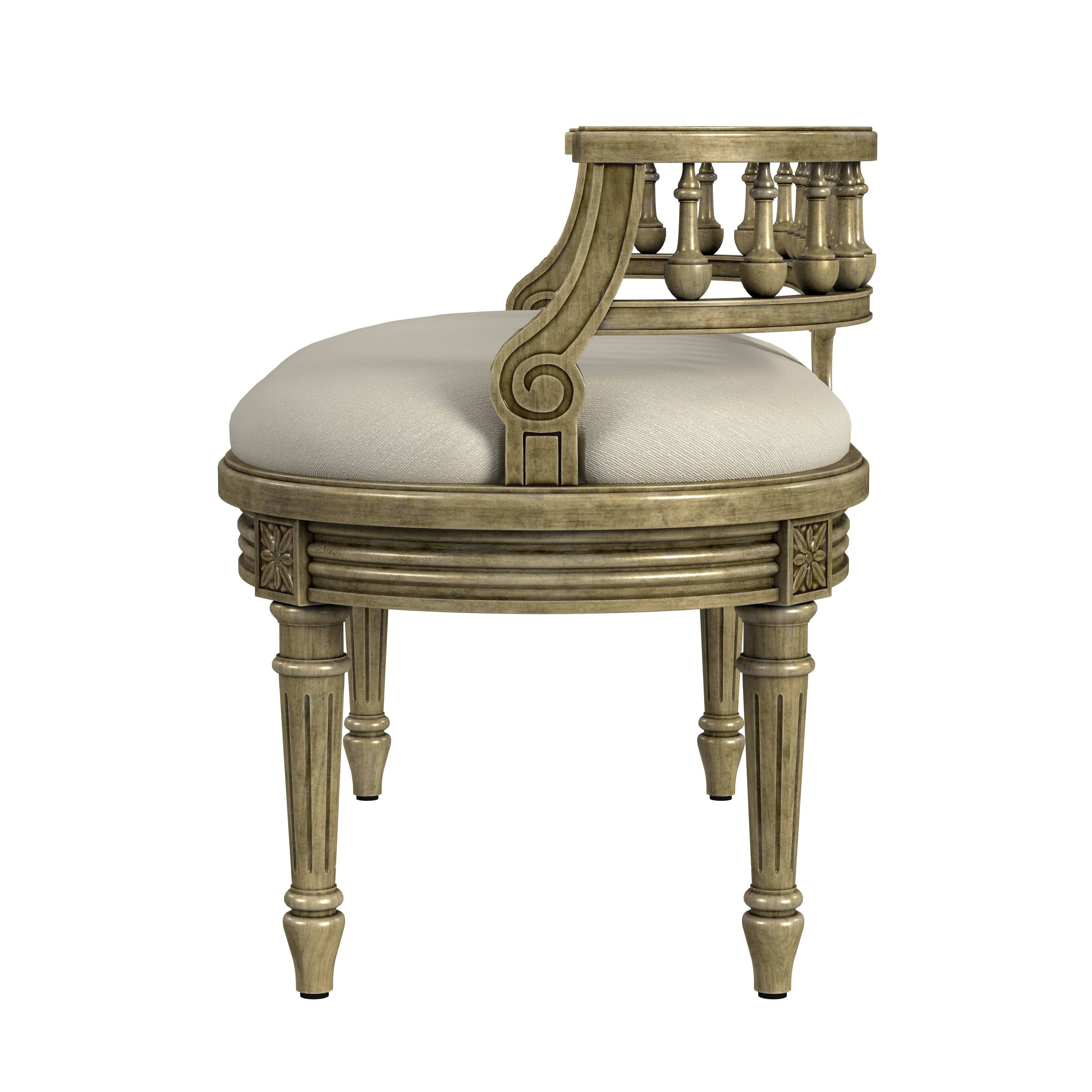 Alt View 5. Butler Specialty - Hathaway 37 in. W Oval Upholstered and Wood Traditional Low Back Accent Bench - Beige.