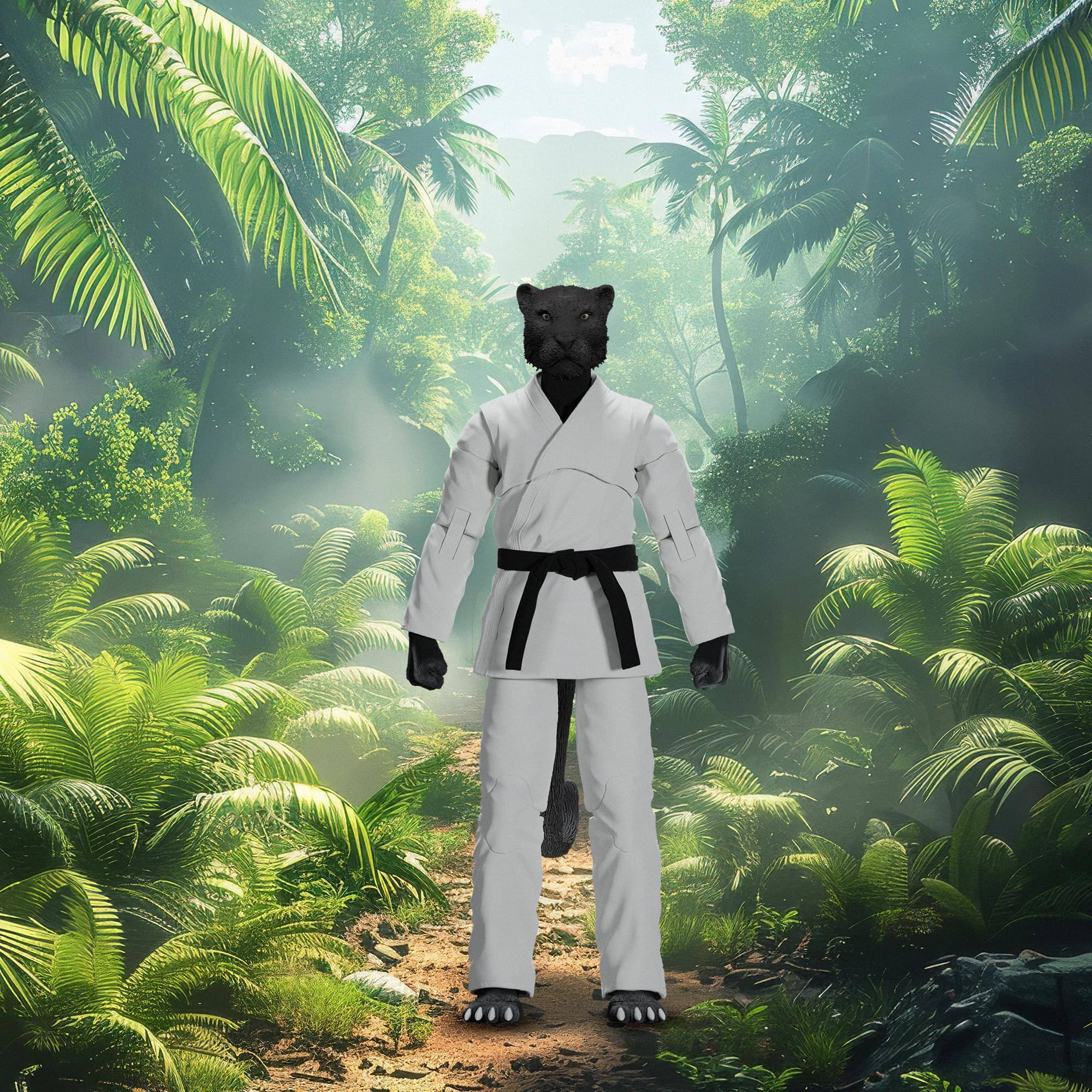 Alt View 2. Icon Heroes - Zoo Jitsu Fighters 6 Inch Action Figure | Paulo the Panther with White Gi - White.